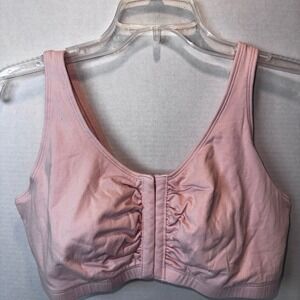 Fruit of the Loom Sports Bra Womens 40 Pink White 2PK Front Close Cotton 96014PK